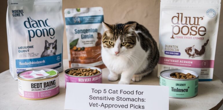 Top-5-Cat-Foods-for-Sensitive-Stomachs: Vet-Approved-Picks